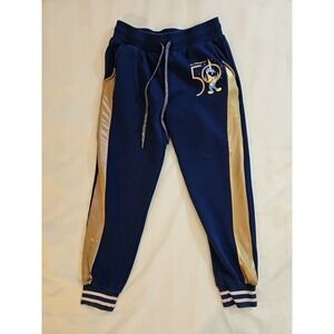 Walt Disney 50th Mickey Mouse Blue Iridescent Gold Jogger Sweatpants Women's S